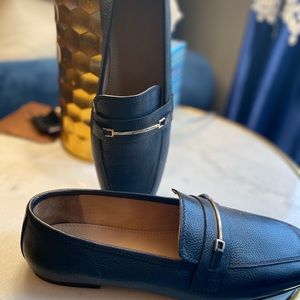 Black leather new loafers